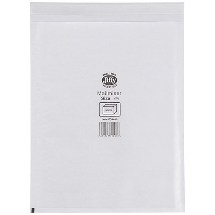 Jiffy Mailmiser No.7 Bubble-lined Protective Envelopes, 340x445mm, White, Pack of 50