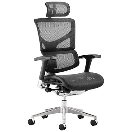 Ergo-Dynamic Posture Chair with Headrest, Black Frame, Black