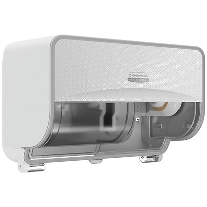 Kimberly Clark Icon Standard 2-Roll Toilet Paper Dispenser, Horizontal, White and Faceplate White Mosaic