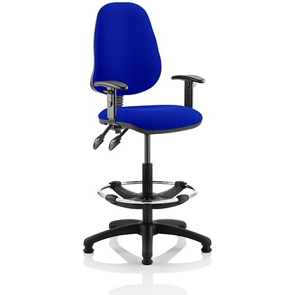 Eclipse II High Rise Operator Chair, Stevia Blue, With Height Adjustable Arms