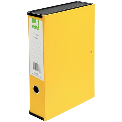 Q-Connect Box File, 75mm Spine, Foolscap, Yellow, Pack of 5