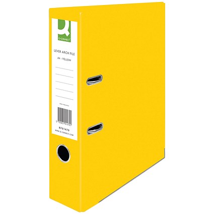 Q-Connect A4 Recycled Lever Arch Files, 70mm Spine, Yellow, Pack of 10