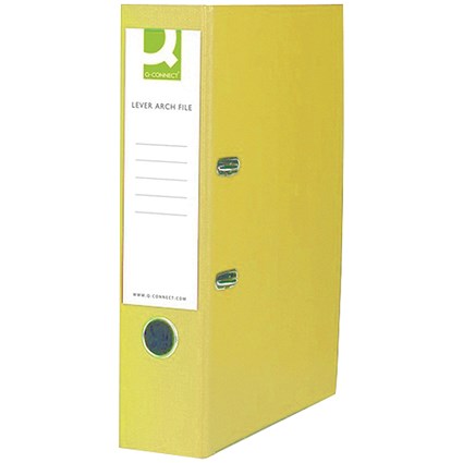 Q-Connect Foolscap Lever Arch Files, 70mm Spine, Plastic, Yellow, Pack of 10