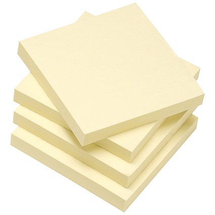 Q-Connect Recycled Quick Notes, 76 x 76mm, Yellow, Pack of 12 x 120 Notes