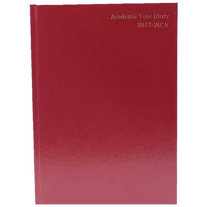 Academic Diary 2017-2018 / Day to a Page / A4 / Burgundy