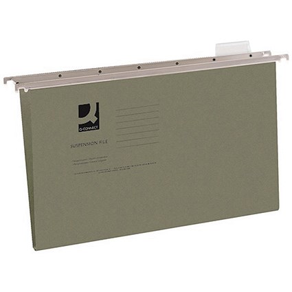 Q-Connect Manilla Suspension Files, V Base, Foolscap, Green, Pack of 50