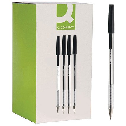 Q-Connect Ballpoint Pen, Black, Pack of 20