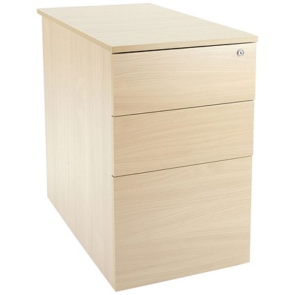 Jemini Intro 3 Drawer Desk High Pedestal, 800mm Deep, Maple