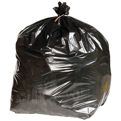 2Work Extra Heavy Duty Refuse Sack, 90 Litre, Black, Pack of 200