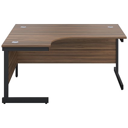 Jemini 1800mm Corner Desk, Left Hand, Black Single Upright Cantilever Legs, Walnut