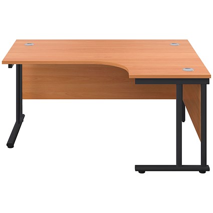Jemini 1800mm Corner Desk, Right Hand, Black Double Upright Cantilever Legs, Beech