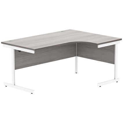 Astin 1600mm Corner Desk, Right Hand, White Cantilever Legs, Grey Oak
