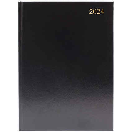Q-Connect A4 Appointment Desk Diary, Day Per Page, Black, 2024