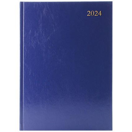 Q-Connect A4 Appointment Desk Diary, Day Per Page, Blue, 2024