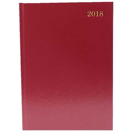 Q-Connect 2018 Diary / Day to a Page / A4 / Burgundy