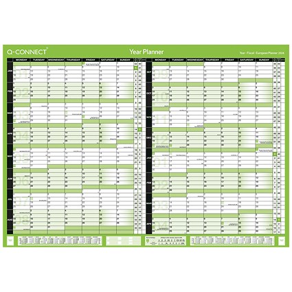 Q-Connect 16 Month Planner, Unmounted, A2, January 2024-April 2025