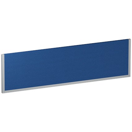 Impulse Bench Desk Screen, 1400mm Wide, Blue with Silver Frame