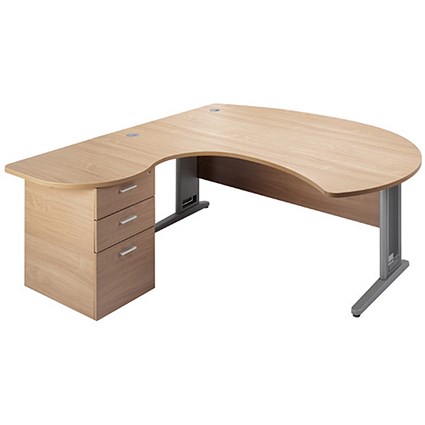 Largo Executive Radial Desk / Left Hand / 1800mm Wide / Oak