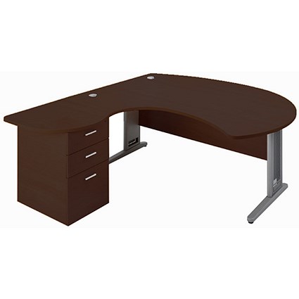 Largo Executive Radial Desk / Left Hand / 1800mm Wide / Walnut