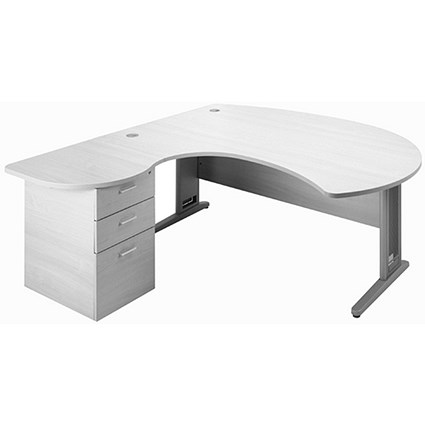 Largo Executive Radial Desk / Left Hand / 1800mm Wide / White
