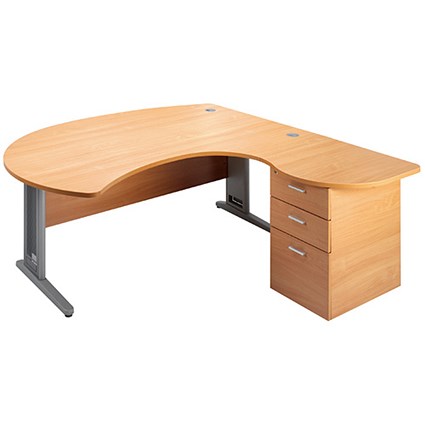 Largo Executive Radial Desk / Right Hand / 1800mm Wide / Beech