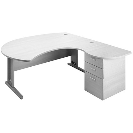 Largo Executive Radial Desk / Right Hand / 1800mm Wide / White