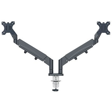 Leitz Ergo Dual Monitor Arm, Adjustable Height and Tilt, Dark Grey