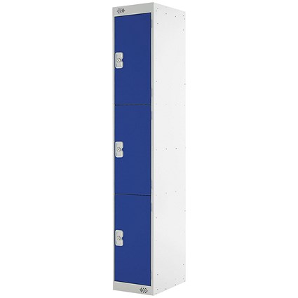 Three Compartment Locker 300x450x1800mm Blue Door