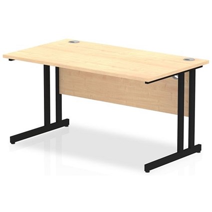 Impulse 1400mm Rectangular Desk, Black Cantilever Leg, Maple