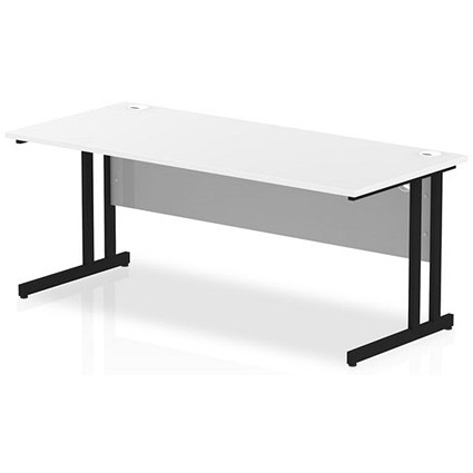 Impulse 1800mm Rectangular Desk, Black Cantilever Leg, White