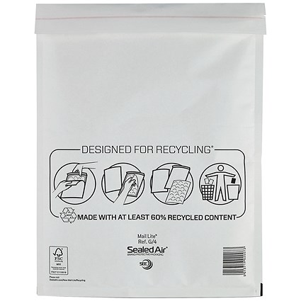 Mail Lite Bubble Lined Postal Bag, White, 240x330mm, Pack of 50