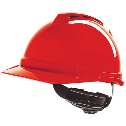 MSA V-Gard 500 Vented Safety Helmet, Red
