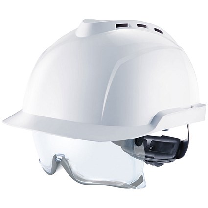 MSA V-Gard 930 Vented Helmet with Integrated Eye Protection, White