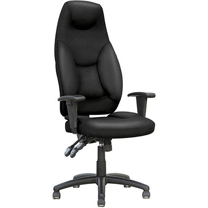 Galaxy High Back Leather Operator Chair - Black
