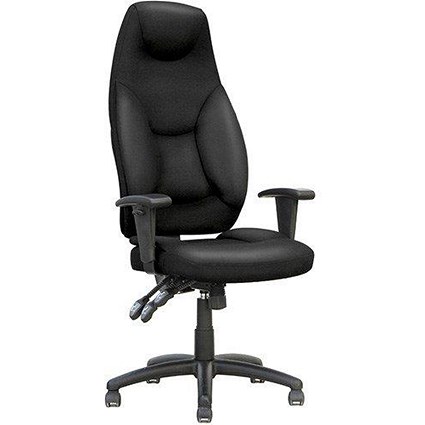Galaxy High Back Leather Operator Chair / Black / Built