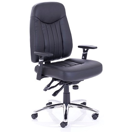Barcelona Plus Task Operator Chair, Leather, Black