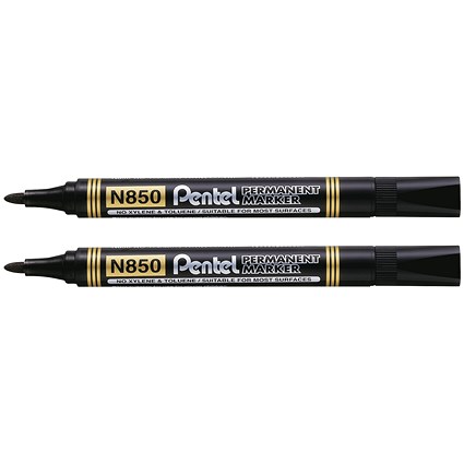Pentel N850 Permanent Bullet Marker Black (Pack of 12) - Buy One Get One Free