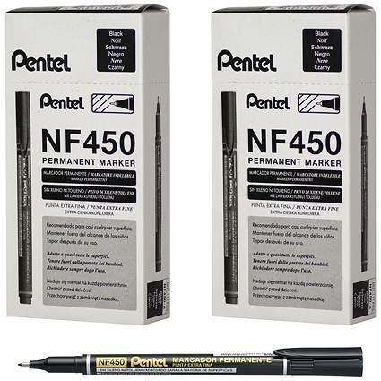 Pentel Extra Fine Permanent Marker, Black, Pack of 12 - Buy One Get One Free