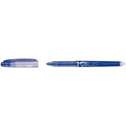 Pilot FriXion Hi-Tecpoint Rollerball Pen, Erasable, 0.5mm Tip, 0.25mm Line, Blue, Pack of 12