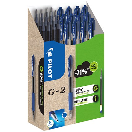 Pilot G-2 Gel Ink Rollerball Pens/Refills 12 Pens + 12 Refills Blue (Pack of 24)