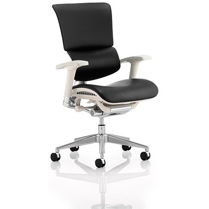 Ergo-Dynamic Posture Chair, Grey Frame, Leather, Black