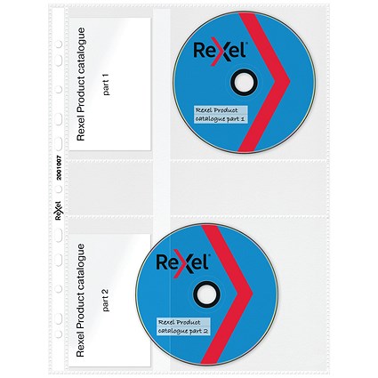 Rexel Nyrex CD/DVD Pockets, 105 Micron, Side Opening, Pack of 5