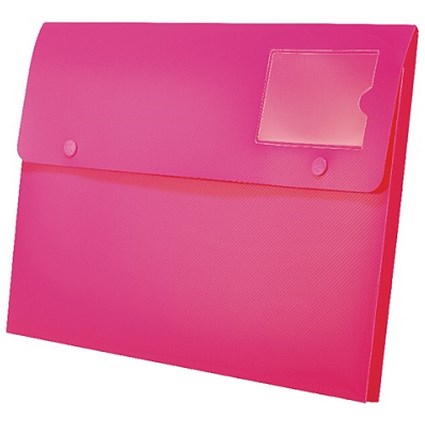 Rexel A4 Joy Expanding Popper Wallets / Pink / Pack of 5