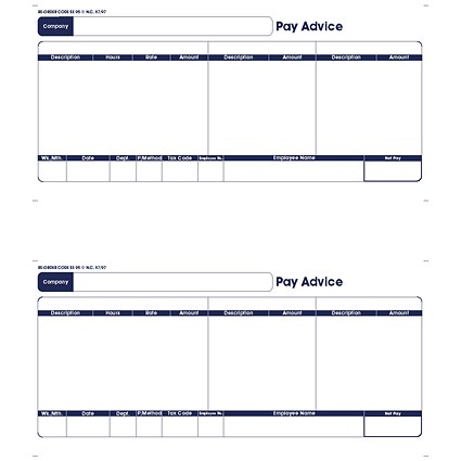 Sage Compatible A4 Pay Advice, Laser or Inkjet, 250 Forms, 500 Payslips