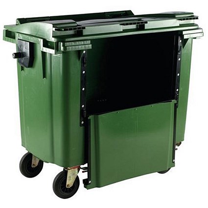 Four-Wheeled Bin with Drop-Down Front, 770 Litre, Green