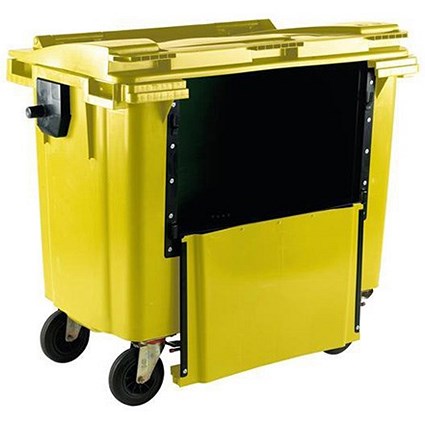Four-Wheeled Bin with Drop-Down Front, 770 Litre, Yellow