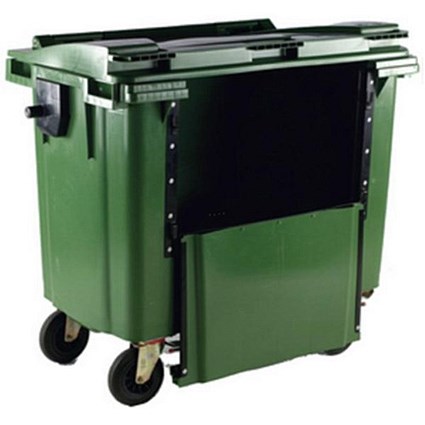 Four-Wheeled Bin with Drop-Down Front, 1100 Litre, Green