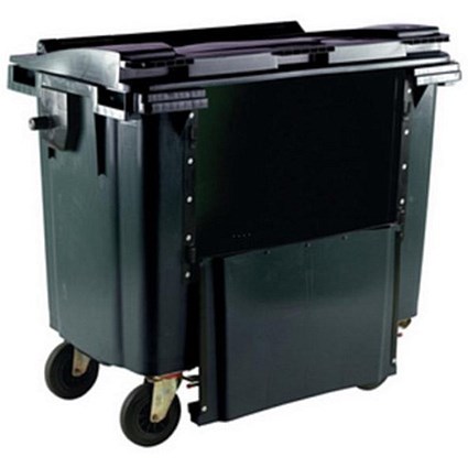 Four-Wheeled Bin with Drop-Down Front, 1100 Litre, Grey