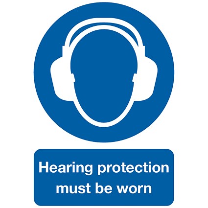 Safety Sign Hearing Protection Must be Worn, A4, PVC