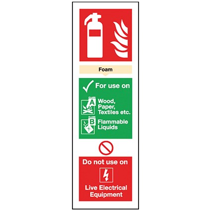 Safety Sign Foam Fire Extinguisher, 300x100mm, Self Adhesive